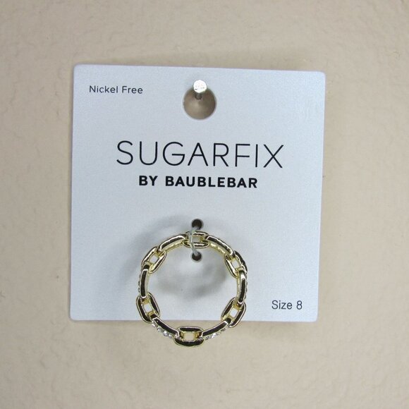 SUGARFIX by BaubleBar Crystal Link Chain Ring  Size 8  Gold - Picture 3 of 3